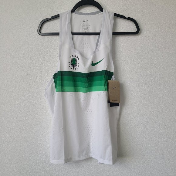 Nike Dri-Fit ADV Oregon Track Club Singlet Tank DR5812-100 Size M White Green - Picture 1 of 6